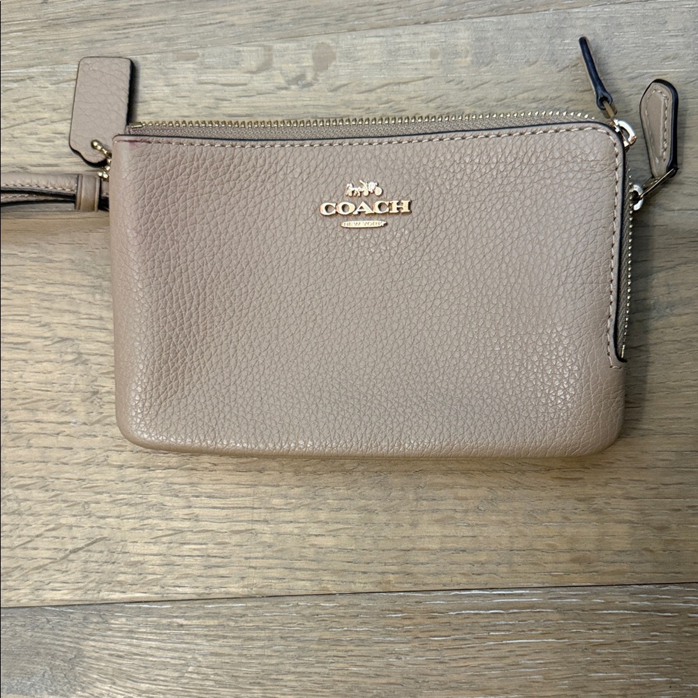 Coach Beige Leather Wristlet
